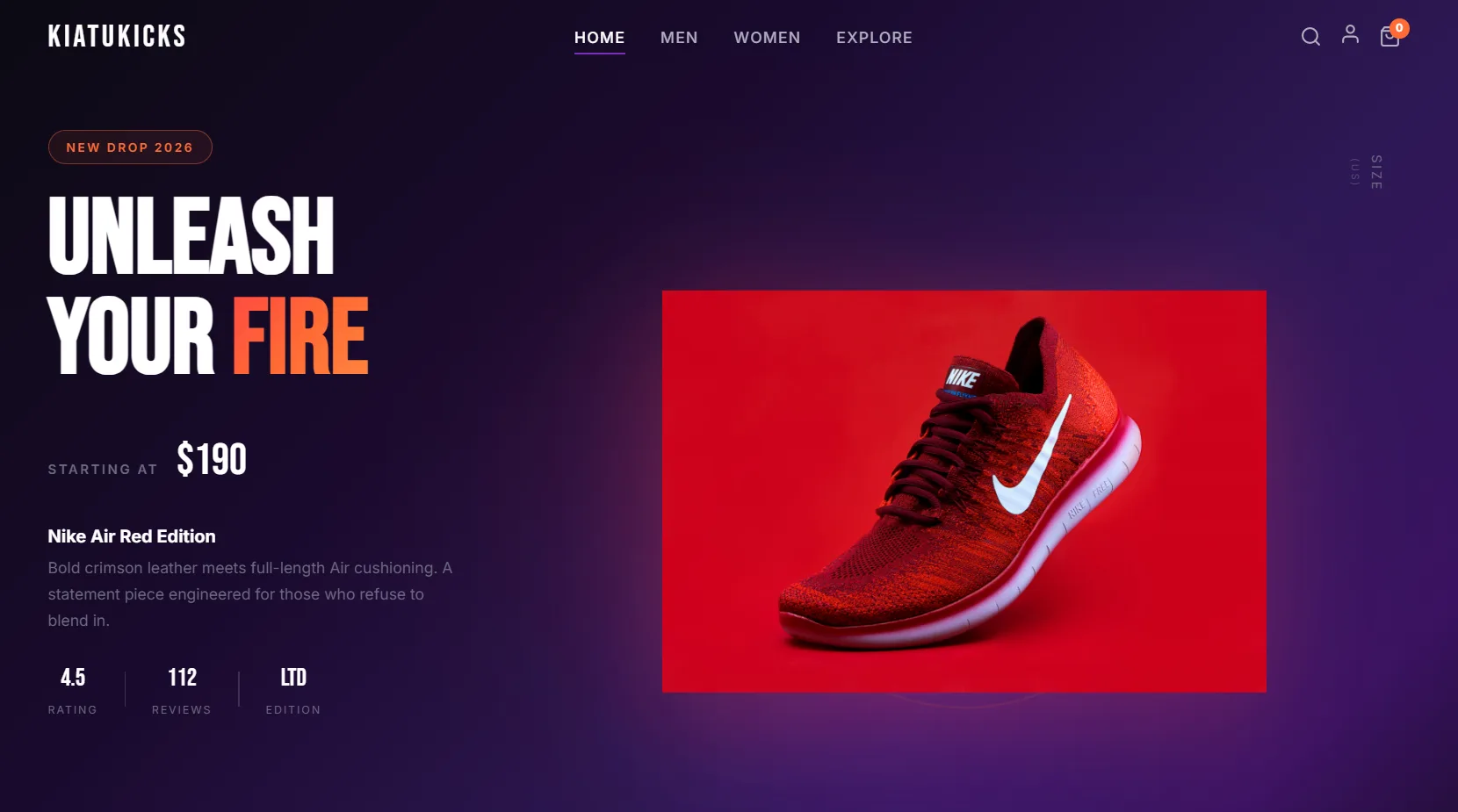 KIA TU KICKS e-commerce website preview