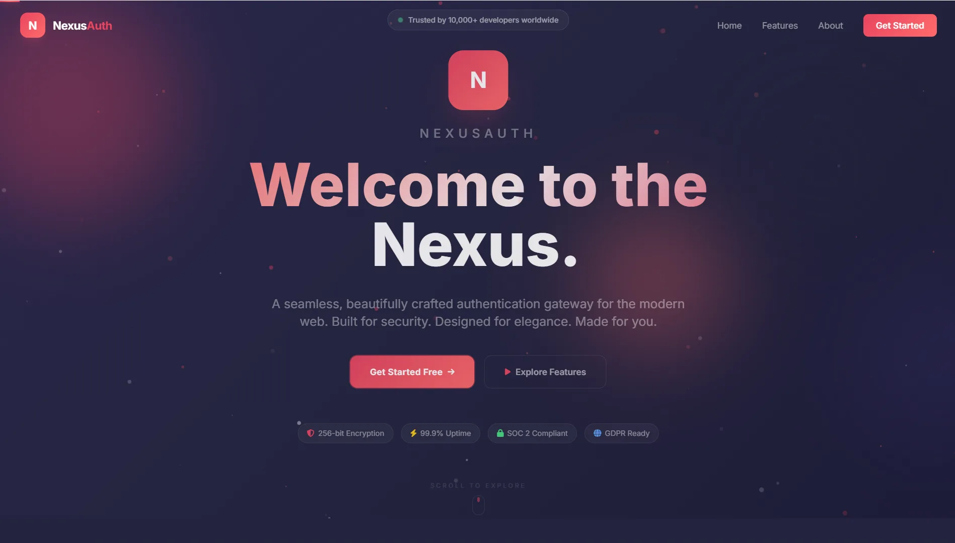 NexusAuth product website preview