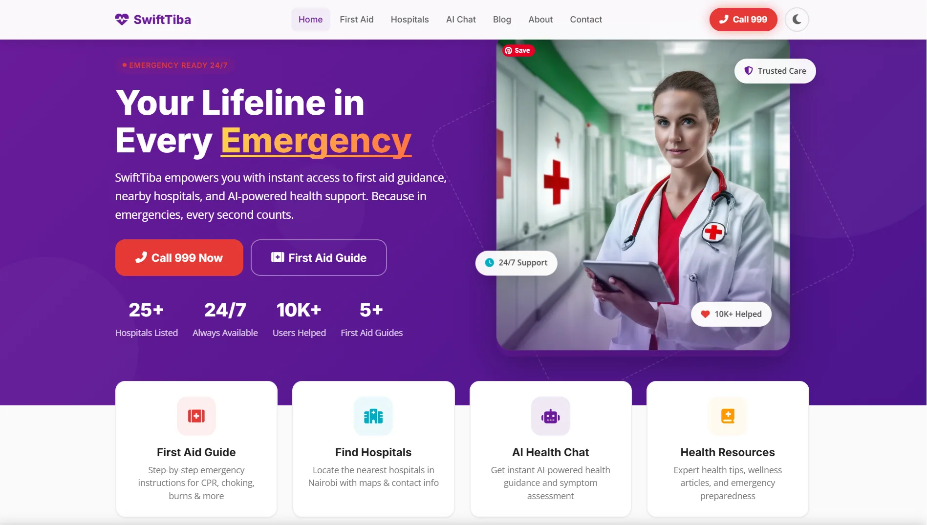 SwifTiba healthcare booking website preview
